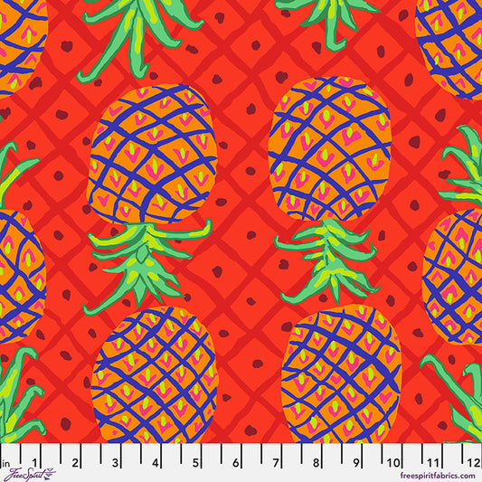 Upside Down Pinepples Aqua August 2026 Kaffe Fassett Collective Free Spirit Cotton Fabric FS-PWBM108.AQUA