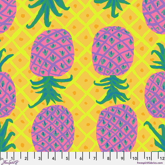 Upside Down Pinepples Yellow August 2026 Kaffe Fassett Collective Free Spirit Cotton Fabric FS-PWBM108.YELLOW