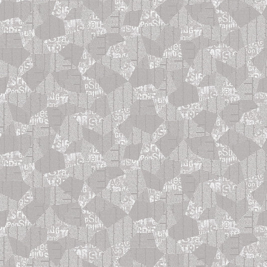 Urban News 118" Wideback Newspaper Collage Gray Chelsea DesignWorks Studio E Cotton Fabric SE-8166-90