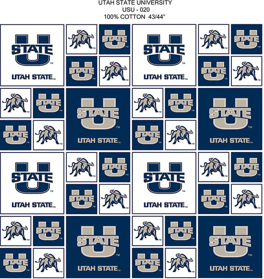 Utah State Aggies NCAA College Box Sykel Cotton Fabric