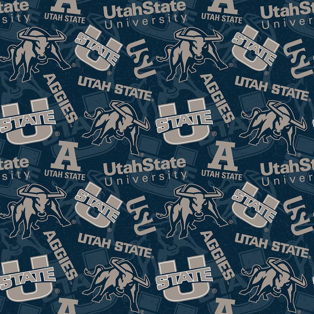 Utah State Aggies NCAA College Tone on Tone Sykel Cotton Fabric