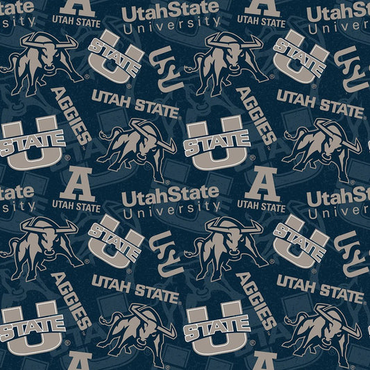 Utah State Aggies NCAA College Tone on Tone Sykel Cotton Fabric