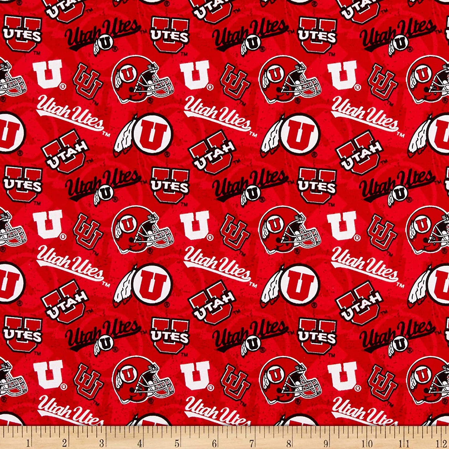 Utah Utes NCAA College Tone on Tone Sykel Cotton Fabric