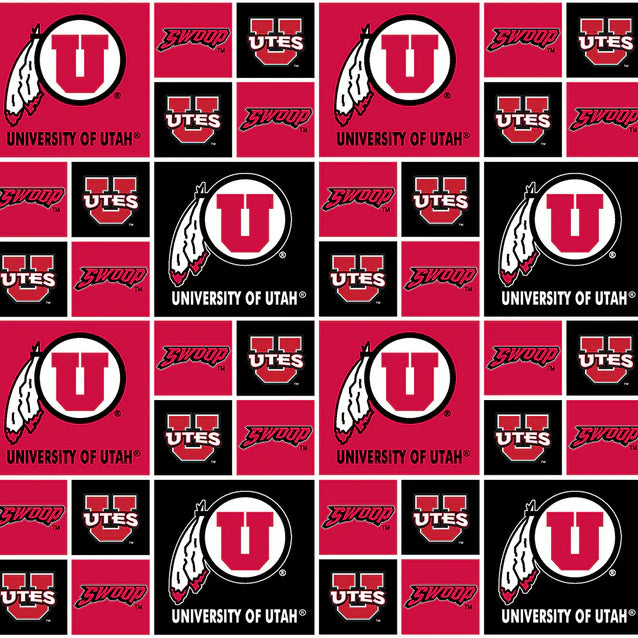 Utah Utes NCAA College Geometric Sykel Enterprises Cotton Fabric SYK-UTA-020
