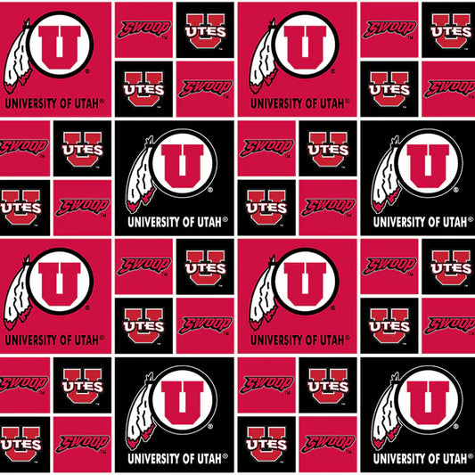 Utah Utes NCAA College Geometric Sykel Enterprises Cotton Fabric SYK-UTA-020