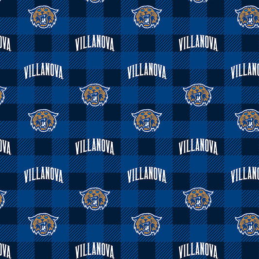 Villanova Wildcats NCAA College Buffalo Plaid Sykel Enterprises Polyester Fleece Fabric VU-1190