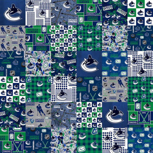 Vancouver Canucks NHL Hockey Cheater Quilt Allover Sykel Enterprises Cotton Fabric NHL-1363-VAN