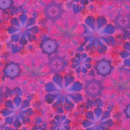 Venice Flower Blossom Collage Amethyst Purple Pink Christiane Marques Robert Kaufman Cotton Fabric