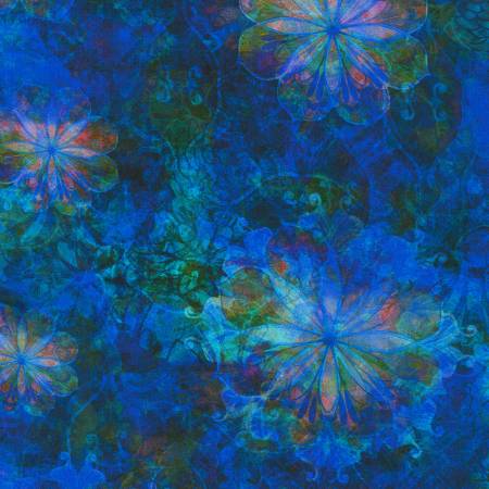 Venice Flower Sapphire Blue Christiane Marques Robert Kaufman Cotton Fabric