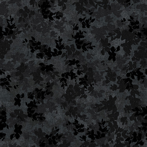 Verona Abstract Texture Black Satin Moon Designs Blank Quilting Cotton Fabric