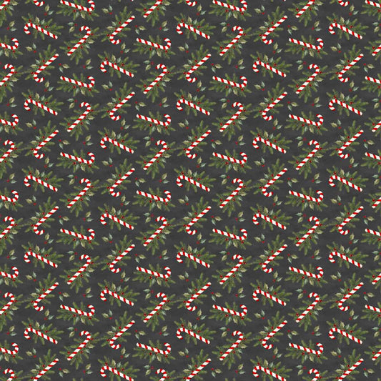Very Merry Gingerbread Sugar Spruce Charcoal Beth Albert 3 Wishes Cotton Fabric 3W-24612-CHR