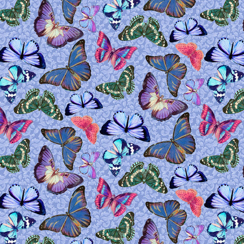 Victoria Large Butterfly Periwinkle Purple Lisabelle Blank Quilting Fabrics Cotton Fabric