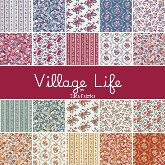 Village Life 5" Squares Charm Pack 40pcs Tilda Fabrics Cotton Fabric TIL-300281