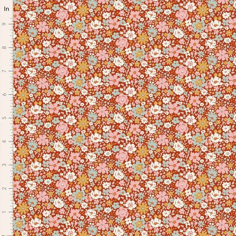 Village Life Esther Rust Orange Brown Tone Finnanger Tilda Fabrics Cotton Fabric TIL-100685