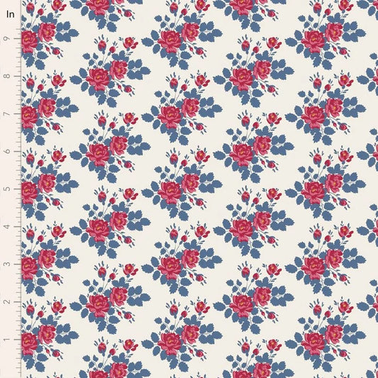 Village Life Myrtle Blue Tone Finnanger Tilda Fabrics Cotton Fabric TIL-100698