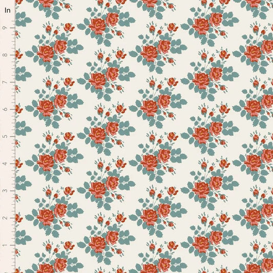 Village Life Myrtle Teal Tone Finnanger Tilda Fabrics Cotton Fabric TIL-100688