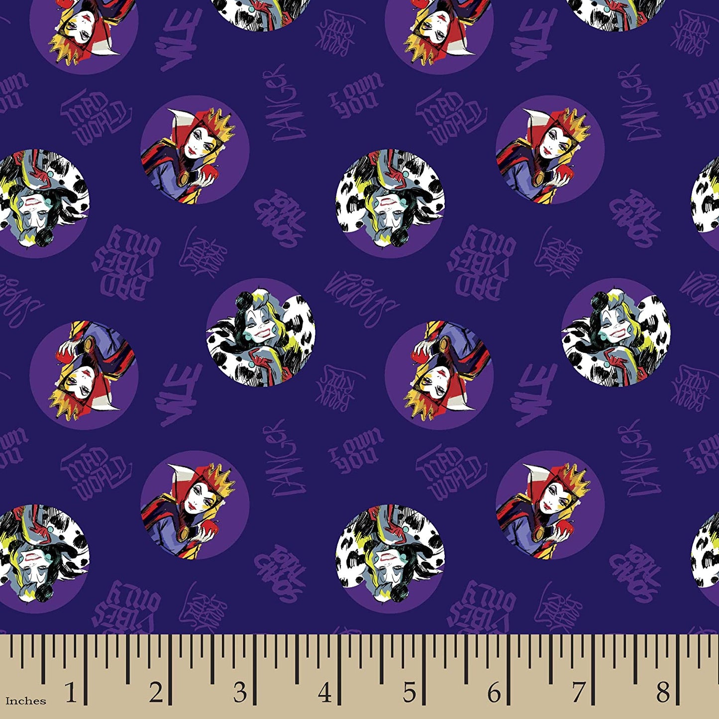 Disney VillainsToss Cruella de Vil Ursula Stepmother Springs Creative Cotton Fabric SC-68960
