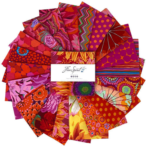 Classics Plus Vineyard Red 5” Squares Kaffe Fassett Collective Free Spirit Cotton Fabric