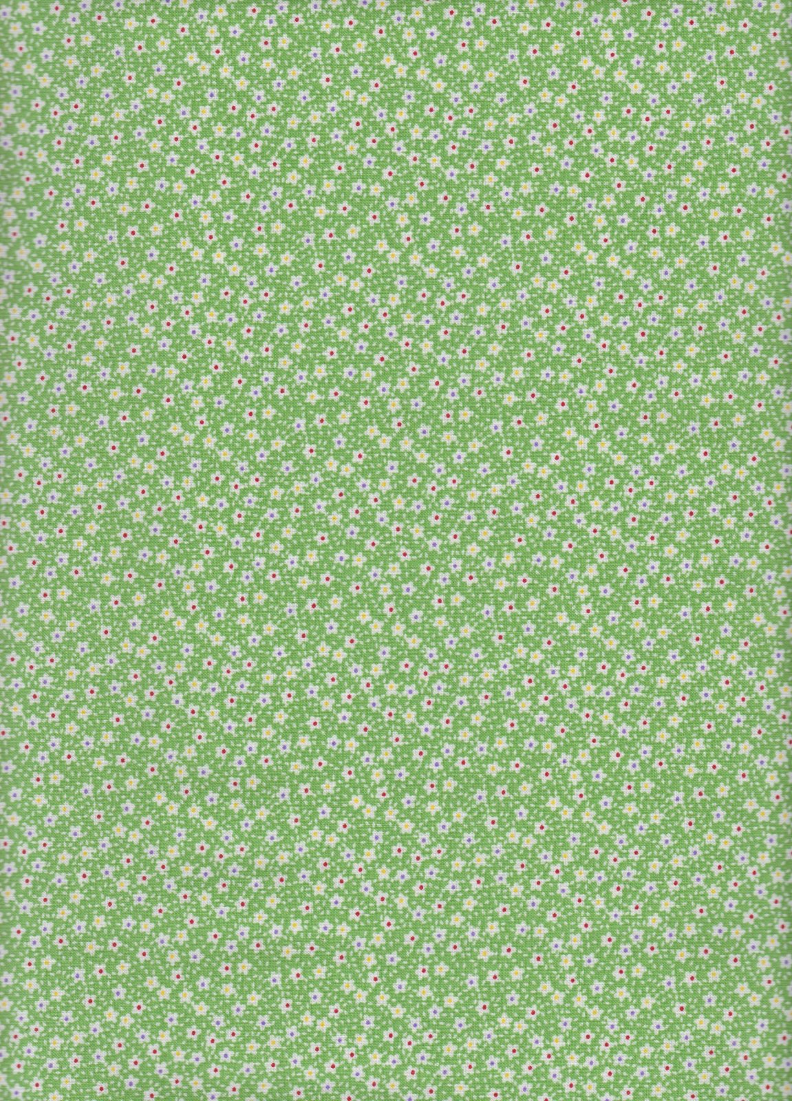 Vintage Miniature Florals Green Stem Flower Foust Cotton