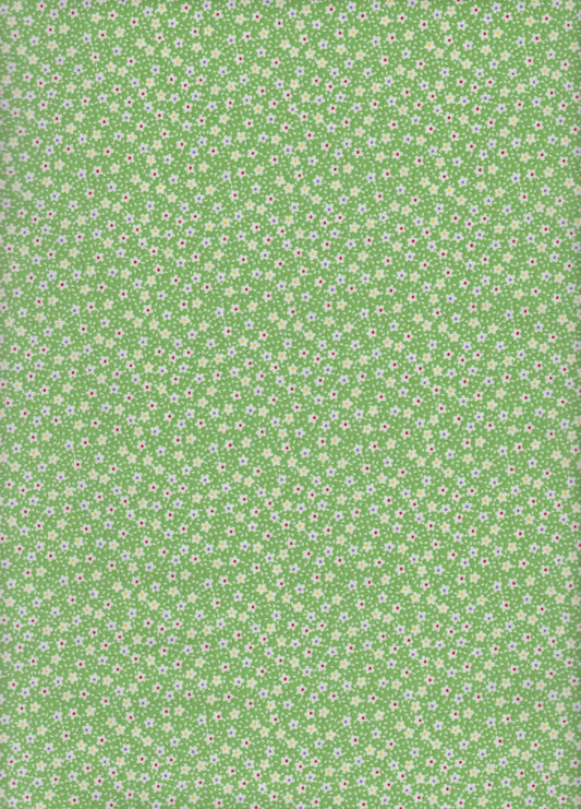 Vintage Miniature Florals Green Stem Flower Foust Cotton