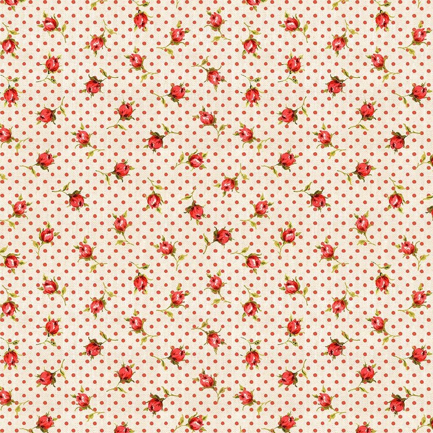 Vintage Rose Small Roses and Dots Cream Timeless Treasures Cotton Fabric