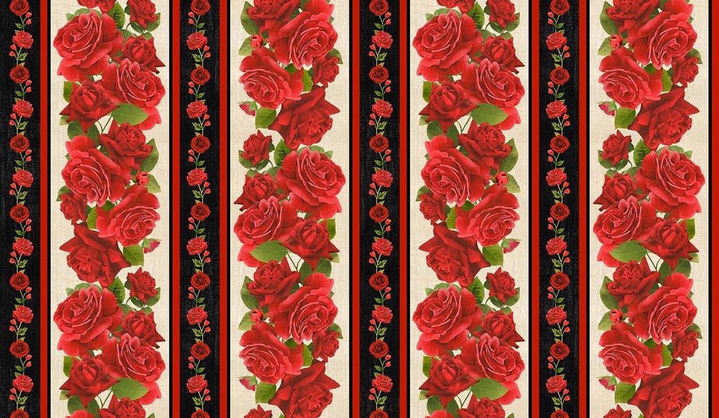 Vintage Rose Vintage 11" Stripe Rose Florals Multi Timeless Treasures Cotton Fabric TT-CD2203-MULTI | US Fabric Shop