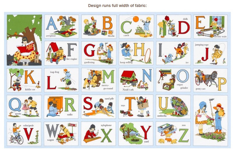 My ABC Book Panel 36" Vintage Darlene Zimmerman Robert Kaufman Cotton Cotton RK-ADZ-16624-200 | US Fabric Shop