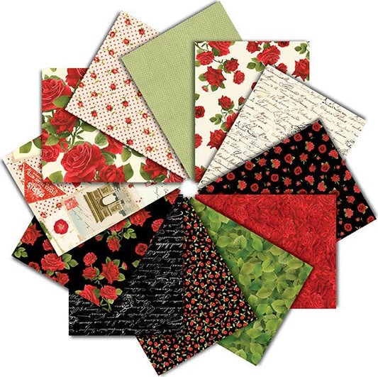 Vintage Rose Fat Quarter Bundle 18"X21" 12 pcs per pack Timeless TreasuresCotton Fabric