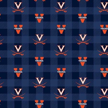 Virginia Cavaliers NCAA College Buffalo Plaid Sykel 58" FLEECE Fabric