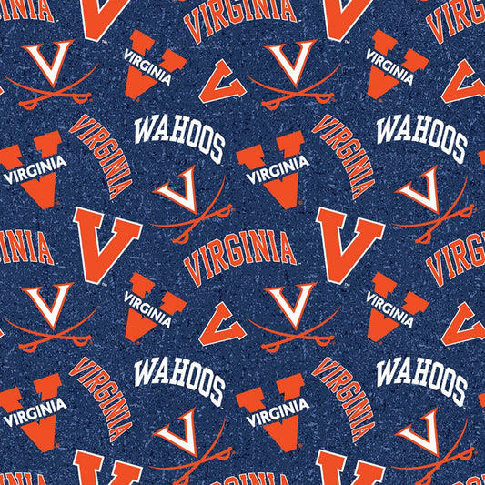 Virginia Cavaliers NCAA College UVA Tone on Tone Sykel Cotton Fabric