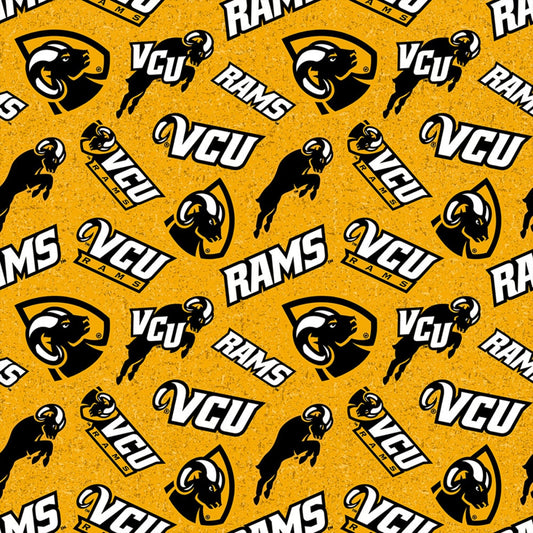 Virginia Commonwealth Rams NCAA College Tone on Tone Sykel Cotton Fabric