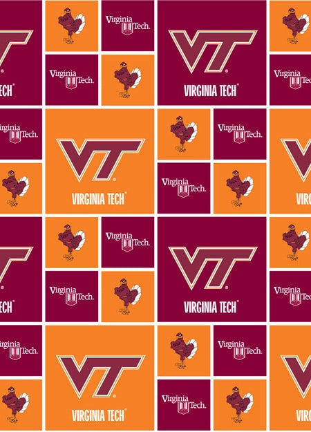 Virginia Tech Hokies NCAA College VT Block Sykel Cotton Fabric