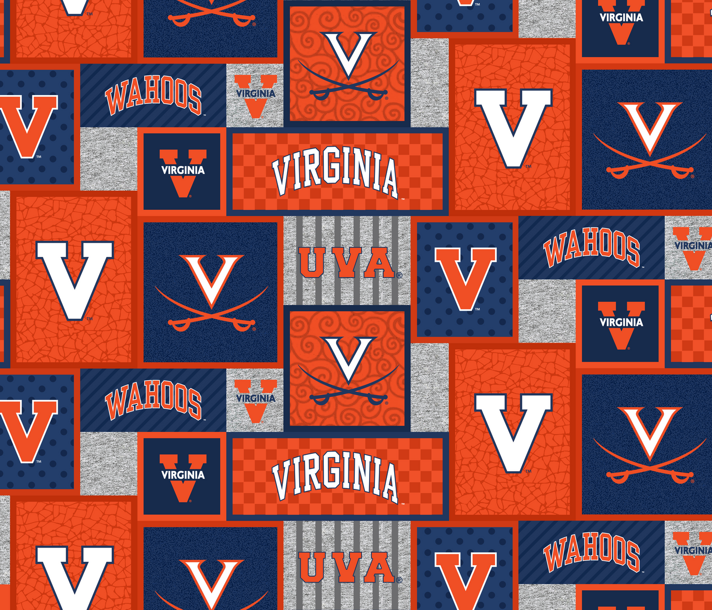 Virginia Cavaliers NCAA College Patch Sykel Enterprises Polyester Fleece Fabric UVA-1177