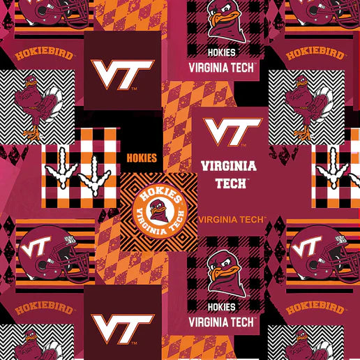 Virginia Tech Hokies NCAA College Collegiate Minky Geo Sykel Enterprises Polyester Fabric SYK-VT-1367