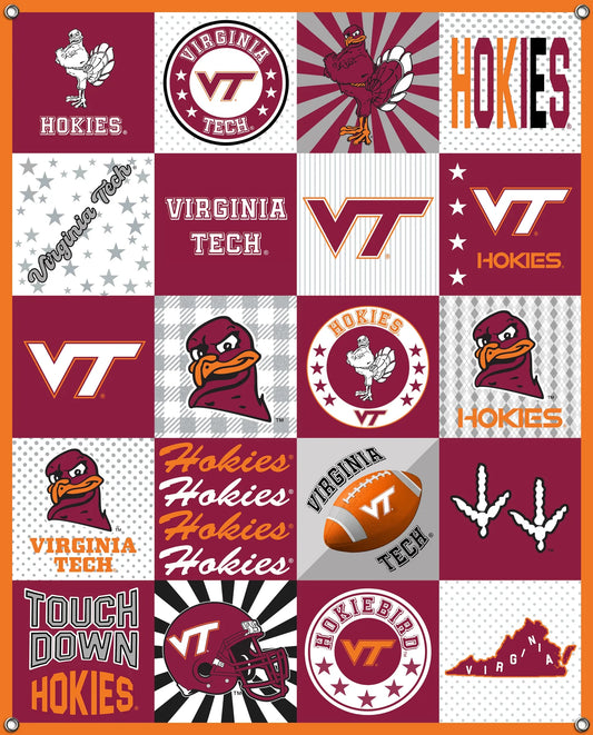 Virginia Tech Hokies NCAA College Shirt Spirit Banner 58x47 inches Sykel Enterprises 4 Grommets Polyester Fabric VT-5003