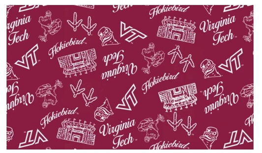 Virginia Tech Hookies NCAA College Mini Stadium Logo Sykel Enterprises Cotton Fabric VT-1389