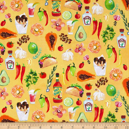 Viva Mexico Taco Time Avocado Peppers Cilantro Dear Stella Cotton Fabric