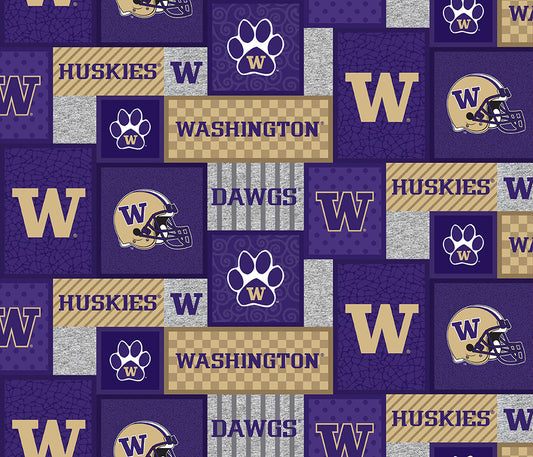 Washington Huskies (Dawgs) NCAA College Patch Sykel Enteprises Polyester Fleece Fabric WA-1177