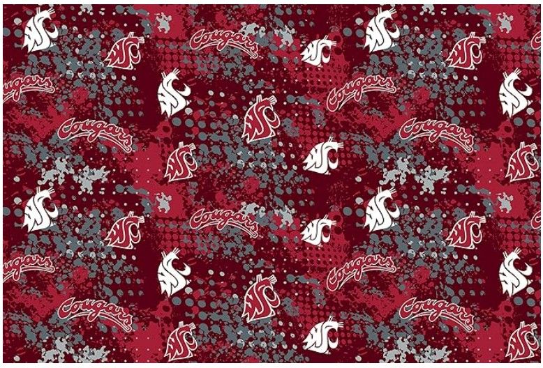 Washington State Cougars NCAA College Splatter Cotton Fabric