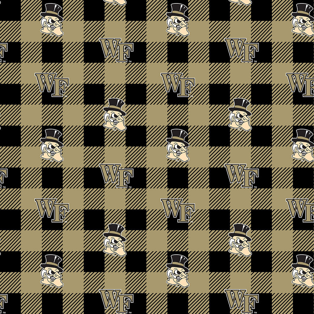 Wake Forest Deacons NCAA College Buffalo Plaid Sykel Enterprises Polyester Fleece Fabric WF-1190