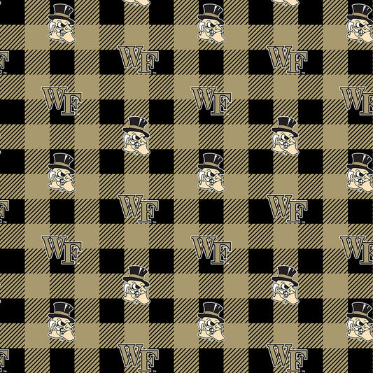 Wake Forest Deacons NCAA College Buffalo Plaid Sykel Enterprises Polyester Fleece Fabric WF-1190