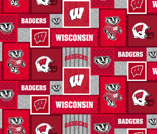 Wisconsin Badgers NCAA College Patch Sykel Enterprises Polyester Fleece Fabric WIS-1177
