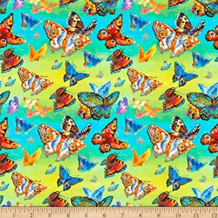 Wings of Joy Butterflies Ombre Josephine Wall 3 Wishes Cotton Fabric