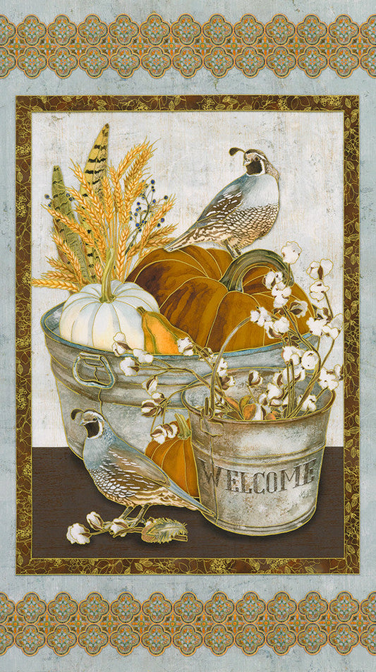 Warm Welcome Birds Panel 24" Natural Lynnea Washburn Robert Kaufman Cotton Fabric RK-AWHDM-22960-14