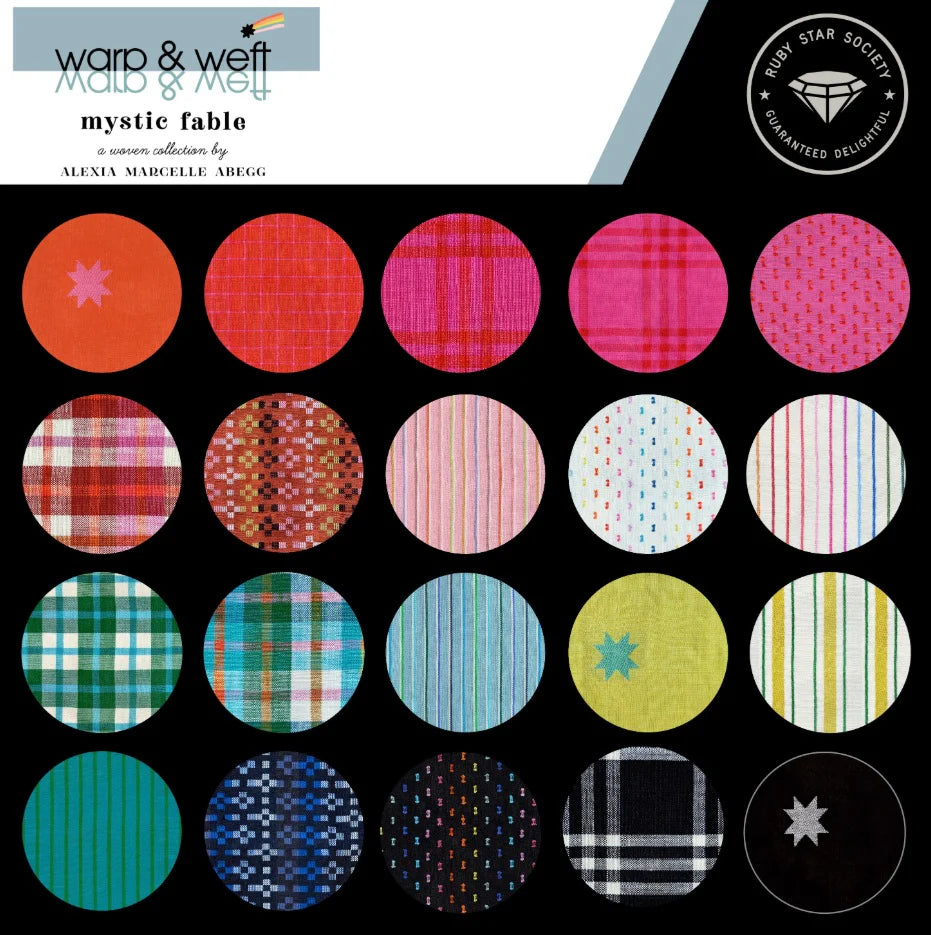 Warp & Weft Mystic Fable 5" Squares Charm Pack 42pcs Alexia Marcelle Abegg Ruby Star Society Moda Fabrics Cotton Fabric MD-RS4123PP