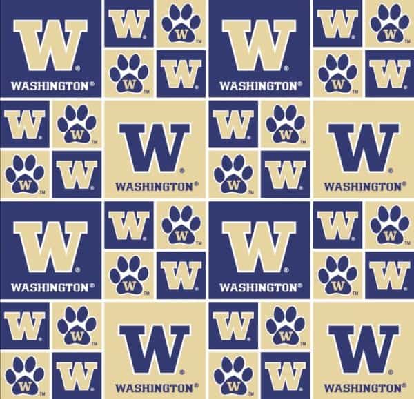 Washington Huskies NCAA College Box Sykel cotton fabric