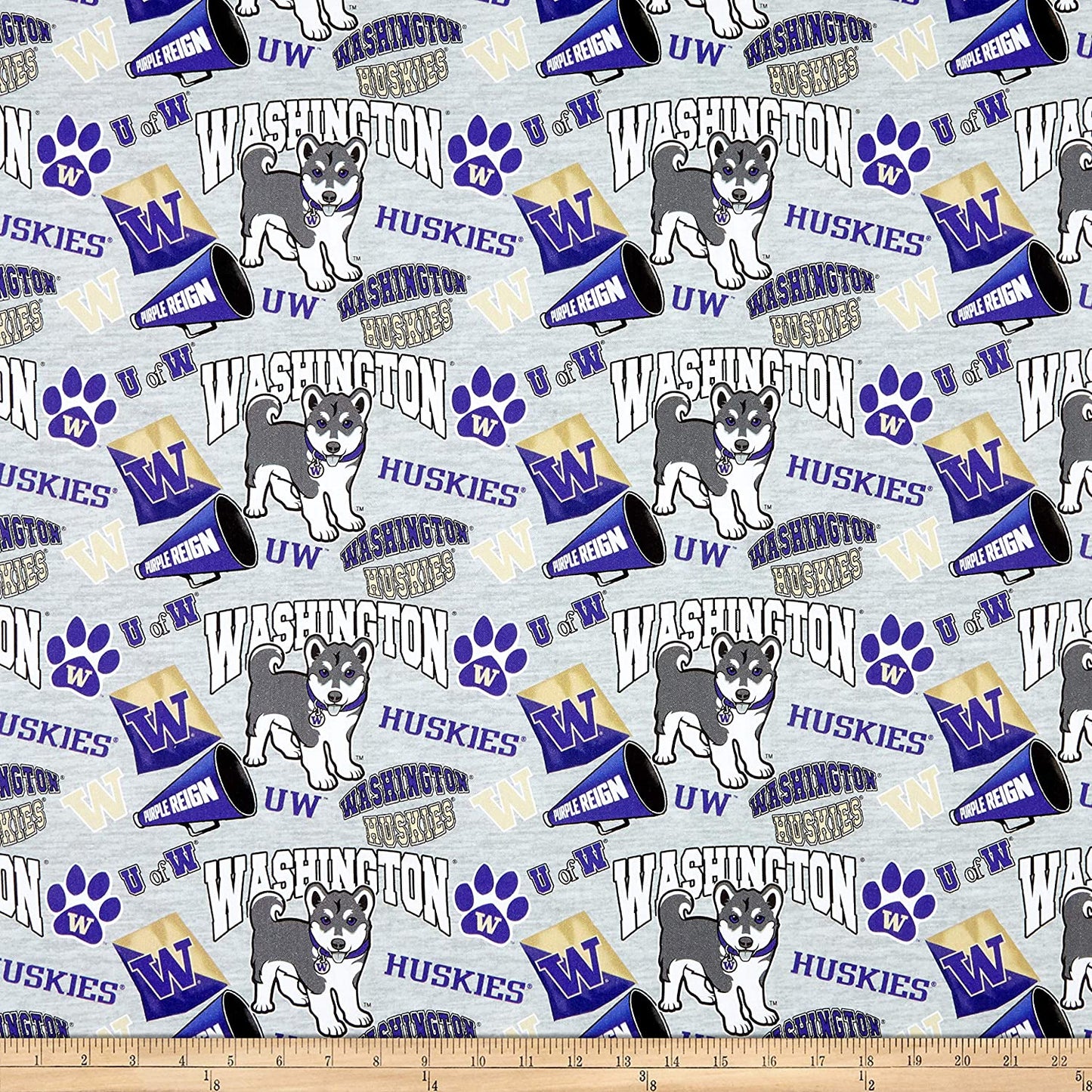 Washington Huskies NCAA College Collegiate Mascot Sykel Cotton Fabric