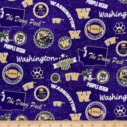 Washington Huskies NCAA College Home State Sykel cotton fabric