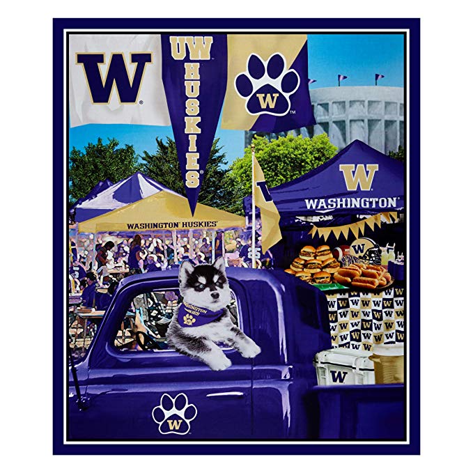 Washington Huskies NCAA College Tailgate Panel Sykel Cotton Fabric