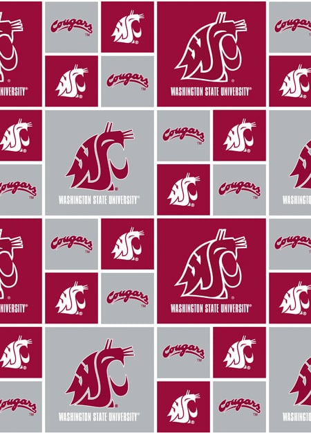 Washington State Cougars NCAA College Box Sykel cotton fabric